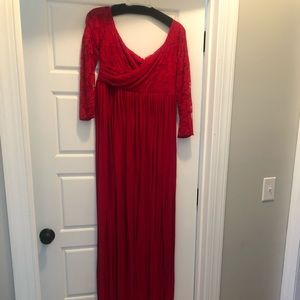 Red maternity shoot dress